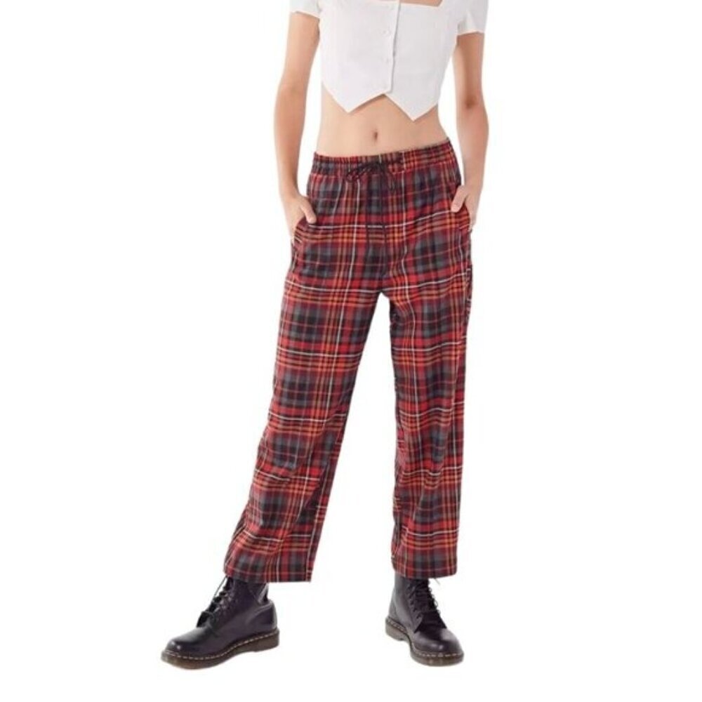 Urban Outfitters Plaid Pull-On Pants Size XS Straight Leg Elastic Waist - Picture 12 of 14